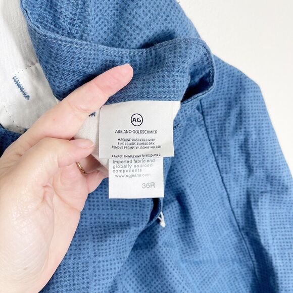 AG Jeans‎ Mens The Wanderer Short SIze 36 Blue Pattern Linen Cotton Blend NWT - Picture 5 of 10